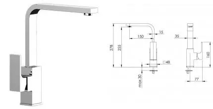 Смеситель для раковины «Remer» Absolute AU10G хром