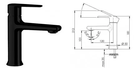 Смеситель для раковины «Remer» Vanity V11NO чёрный матовый