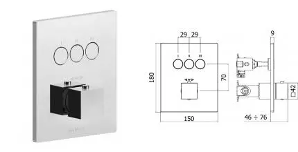 Внешняя часть смесителя «Paffoni» Compact Box CPT519CR хром