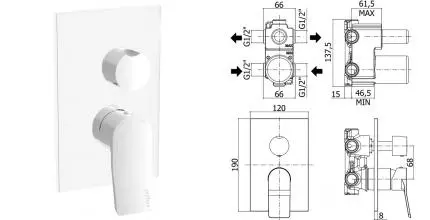 Смеситель для душа «Paffoni» Tilt TI018BO/M белый матовый