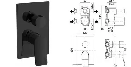 Смеситель для душа «Paffoni» Tilt TI018NO/M чёрный матовый