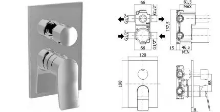 Смеситель для душа «Paffoni» Tilt TI018ST/M сталь