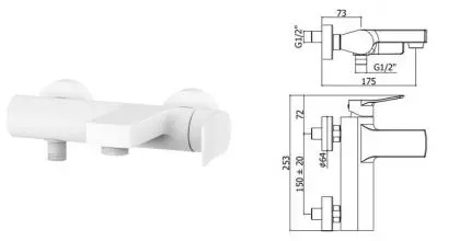 Смеситель для ванны «Paffoni» Tilt TI022BO белый матовый