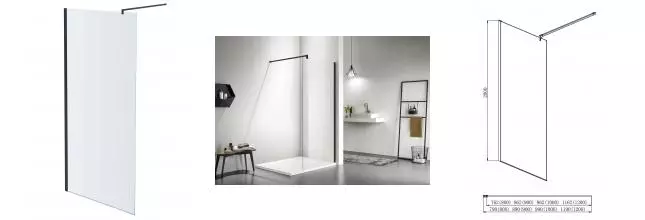 Душевая перегородка «Акватек» Walk in AQ WIW 12020BL 120/200 прозрачная/чёрная универсальная Душевая перегородка «Акватек» Walk in AQ WIW 12020BL 120/200 прозрачная/чёрная универсальная