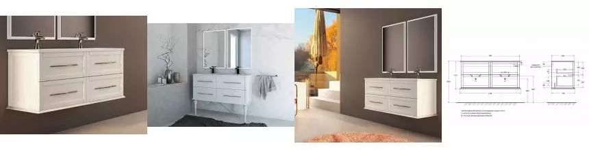 Тумба с раковиной «Cezares» Tiffany 120 (Tiffany 121/46) подвесная Bianco opaco