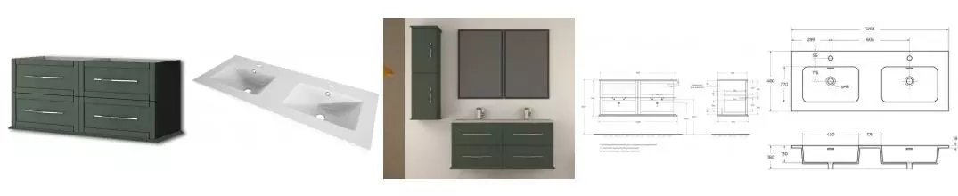 Тумба с раковиной «Cezares» Tiffany 120 (Tiffany 121/46) подвесная Verde opaco