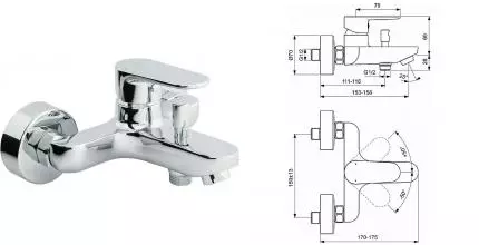 Смеситель для ванны «Ideal Standard» Tyria BC157AA хром