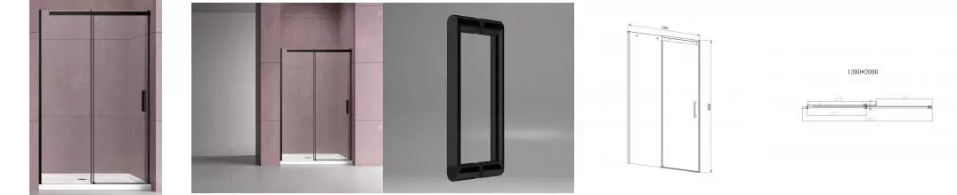 Душевая дверь «Vincea» Dice VDS-4D130CLB 130/200 прозрачная/чёрная универсальная