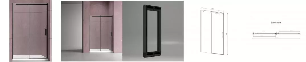 Душевая дверь «Vincea» Dice VDS-4D150CLB 150/200 прозрачная/чёрная универсальная Душевая дверь «Vincea» Dice VDS-4D150CLB 150/200 прозрачная/чёрная универсальная