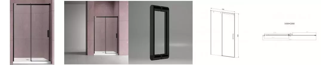 Душевая дверь «Vincea» Dice VDS-4D160CLB 160/200 прозрачная/чёрная универсальная Душевая дверь «Vincea» Dice VDS-4D160CLB 160/200 прозрачная/чёрная универсальная