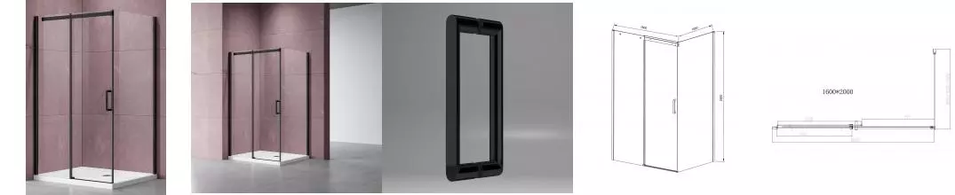 Душевой угол-ограждение «Vincea» Dice VSR-4D1016CLB 160/100 прозрачный/чёрный прямоугольный без поддона универсальный Душевой угол-ограждение «Vincea» Dice VSR-4D1016CLB 160/100 прозрачный/чёрный прямоугольный без поддона универсальный