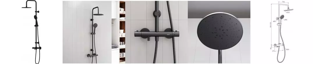 Душевая система «Dorff» New plus D0710522 с термостатом чёрная матовая Душевая система «Dorff» New plus D0710522 с термостатом чёрная матовая