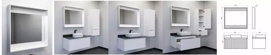 Зеркало «Comforty» Марсель 90 с подсветкой белый матовый
