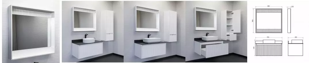 Зеркало «Comforty» Марсель 90 с подсветкой белый матовый Зеркало «Comforty» Марсель 90 с подсветкой белый матовый