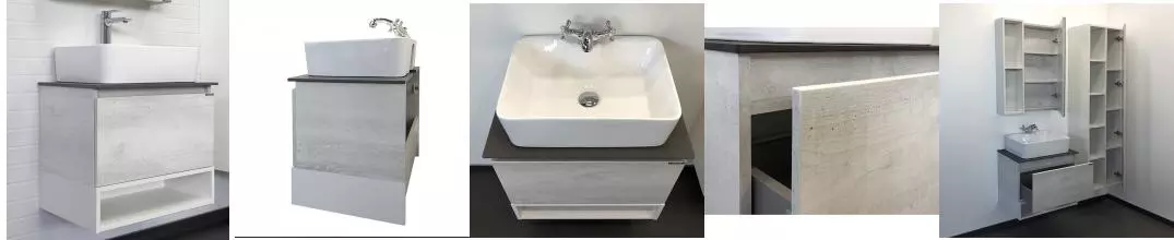 Тумба с раковиной «Comforty» Прага 60 (PZ-6068) подвесная дуб белый/белая столешница графит