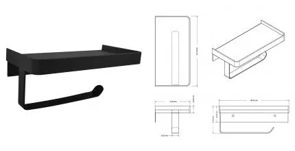 Держатель для туалетной бумаги «Azario» Altre AZ688B на стену чёрный матовый Держатель для туалетной бумаги «Azario» Altre AZ688B на стену чёрный матовый
