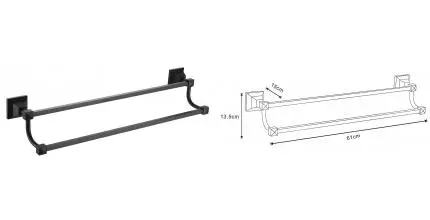Полотенцедержатель двойной «Azario» Altre AZ96002BB на стену чёрный матовый Полотенцедержатель двойной «Azario» Altre AZ96002BB на стену чёрный матовый