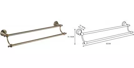 Полотенцедержатель двойной «Azario» Elvia AZ91102Q на стену бронза