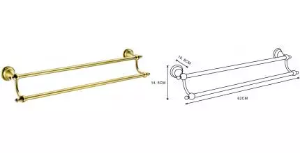 Полотенцедержатель двойной «Azario» Elvia AZ91102G на стену золото
