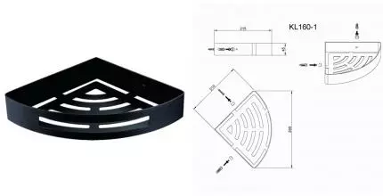 Угловая полка в ванну «Azario» AZ-160B на стену чёрная матовая