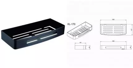 Полка в ванну «Azario» AZ-170B на стену чёрная матовая
