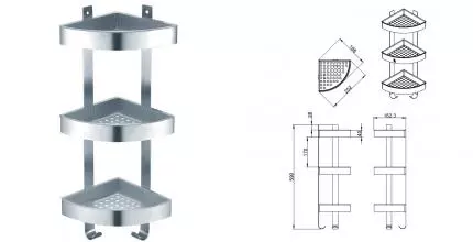 Угловая полка в ванну «Azario» AZ-833-3 на стену хром