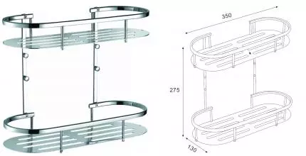 Полка в ванну «Azario» AZ-837-2 на стену хром