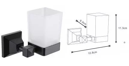 Стакан для зубных щёток «Azario» Altre AZ96006B на стену чёрный матовый Стакан для зубных щёток «Azario» Altre AZ96006B на стену чёрный матовый
