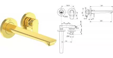 Смеситель для раковины «Ideal Standard» Connect Air A7009A2 шлифованное золото