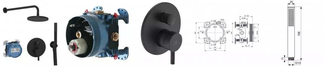 Душевая система «Ideal Standard» Ceraline BD193XG чёрный матовый Душевая система «Ideal Standard» Ceraline BD193XG чёрный матовый