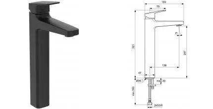 Смеситель для раковины «Ideal Standard» Ceraplan BD236XG чёрный матовый