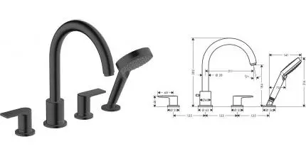 Внешняя часть смесителя «Hansgrohe» Vernis Blend 71456670 чёрная матовая Внешняя часть смесителя «Hansgrohe» Vernis Blend 71456670 чёрная матовая
