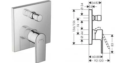 Внешняя часть смесителя «Hansgrohe» Vernis Shape 71468000 хром