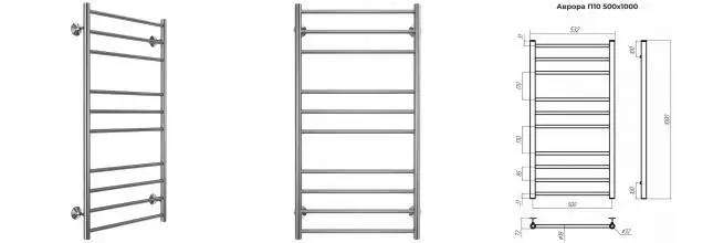 Водяной полотенцесушитель «Terminus» Аврора П10 53/100 хром Водяной полотенцесушитель «Terminus» Аврора П10 53/100 хром