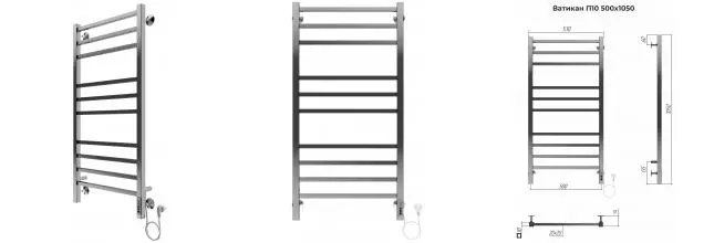 Электрический полотенцесушитель «Terminus» Ватикан П10 53/105 Quick Touch хром правый