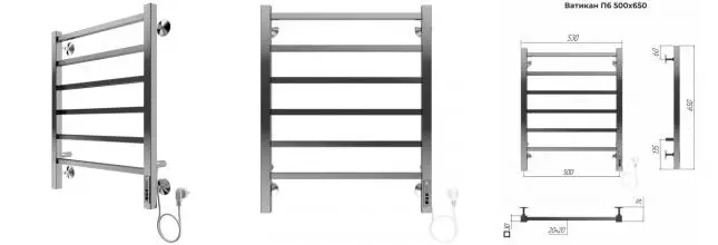 Электрический полотенцесушитель «Terminus» Ватикан П6 53/65 Quick Touch хром правый Электрический полотенцесушитель «Terminus» Ватикан П6 53/65 Quick Touch хром правый