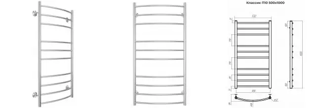 Водяной полотенцесушитель «Terminus» Классик П10 53/100 хром