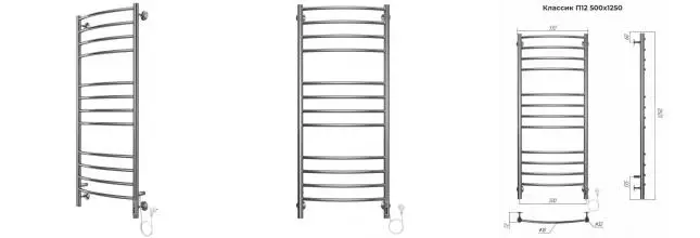 Электрический полотенцесушитель «Terminus» Классик П12 53/125 Quick Touch хром правый