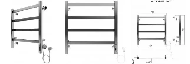 Электрический полотенцесушитель «Terminus» Ното П4 53/55 Quick Touch хром правый