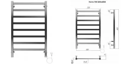 Электрический полотенцесушитель «Terminus» Ното П8 53/85 Quick Touch хром правый