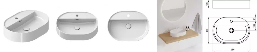 Раковина «Ravak» Ceramic Slim Shelf O 55/40 фарфоровая белая Раковина «Ravak» Ceramic Slim Shelf O 55/40 фарфоровая белая