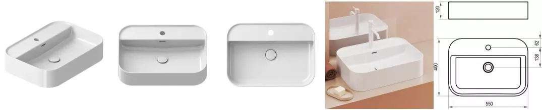 Раковина «Ravak» Ceramic Slim Shelf R 55/40 фарфоровая белая Раковина «Ravak» Ceramic Slim Shelf R 55/40 фарфоровая белая