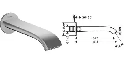 Излив к смесителю «Hansgrohe» Vivenis 75410000 21,1 хром Излив к смесителю «Hansgrohe» Vivenis 75410000 21,1 хром