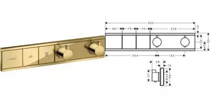 Внешняя часть смесителя «Hansgrohe» RainSelect 15380990 полированное золото