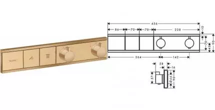 Внешняя часть смесителя «Hansgrohe» RainSelect 15380140 шлифованная бронза