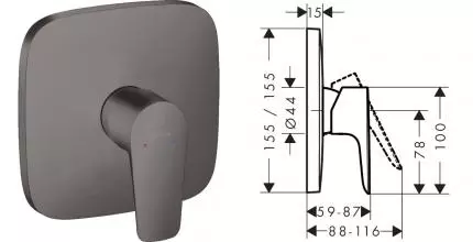 Внешняя часть смесителя «Hansgrohe» Talis E 71765340 шлифованный черный хром Внешняя часть смесителя «Hansgrohe» Talis E 71765340 шлифованный черный хром