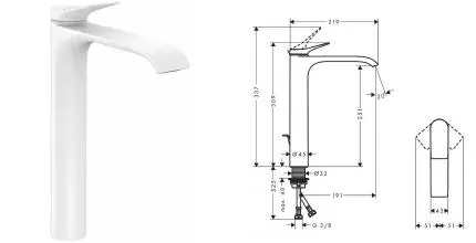 Смеситель для раковины «Hansgrohe» Vivenis 75040700 с донным клапаном белый матовый Смеситель для раковины «Hansgrohe» Vivenis 75040700 с донным клапаном белый матовый