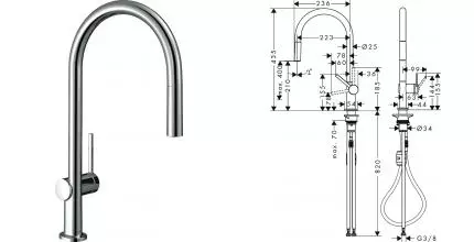 Смеситель для кухонной мойки «Hansgrohe» Talis M54 72802000 с выдвижным изливом хром Смеситель для кухонной мойки «Hansgrohe» Talis M54 72802000 с выдвижным изливом хром