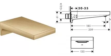 Излив к смесителю «Hansgrohe» Metropol 32543140 20,9 шлифованная бронза