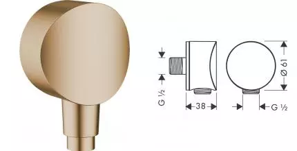 Подключение для душевого шланга «Hansgrohe» Fixfit S 26453140 шлифованная бронза Подключение для душевого шланга «Hansgrohe» Fixfit S 26453140 шлифованная бронза